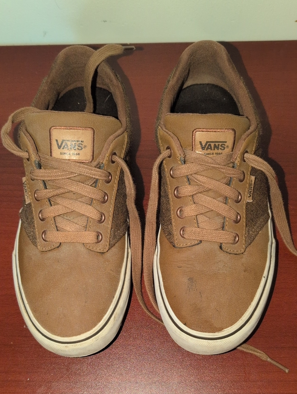 Vans Men's Brown Leather/Suede Low-Top Sneakers